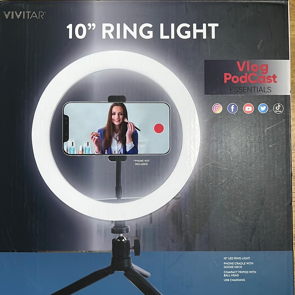 Vivitar 10” Ring Light w/ phone cradle - NIB